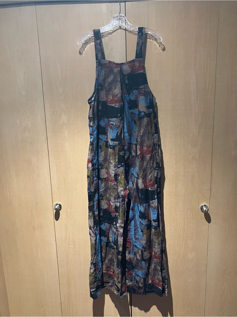 Abstract Print Wide-Leg Overalls in Multicolor